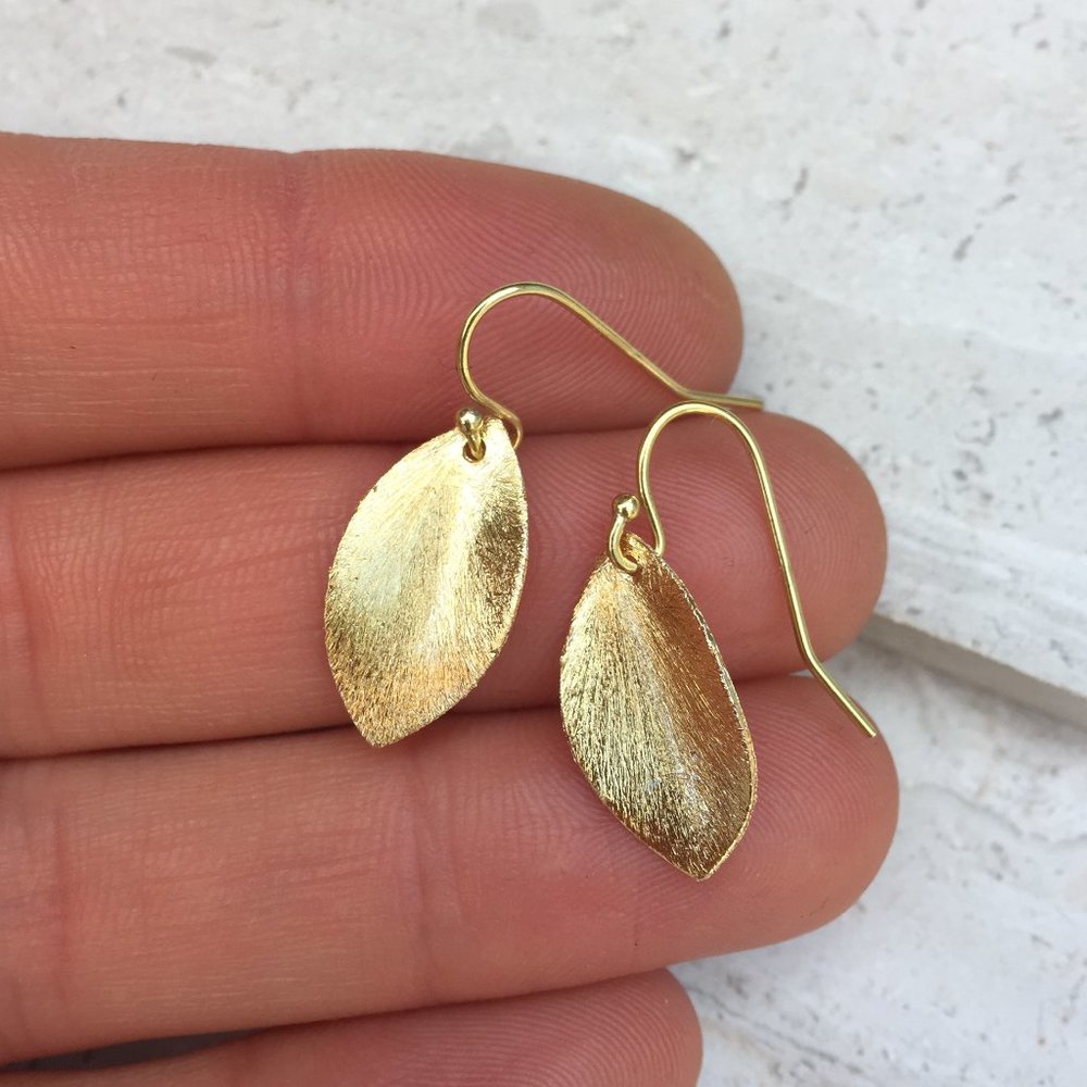 14K/Sterling silver Brushed Gold Leaves Earrings